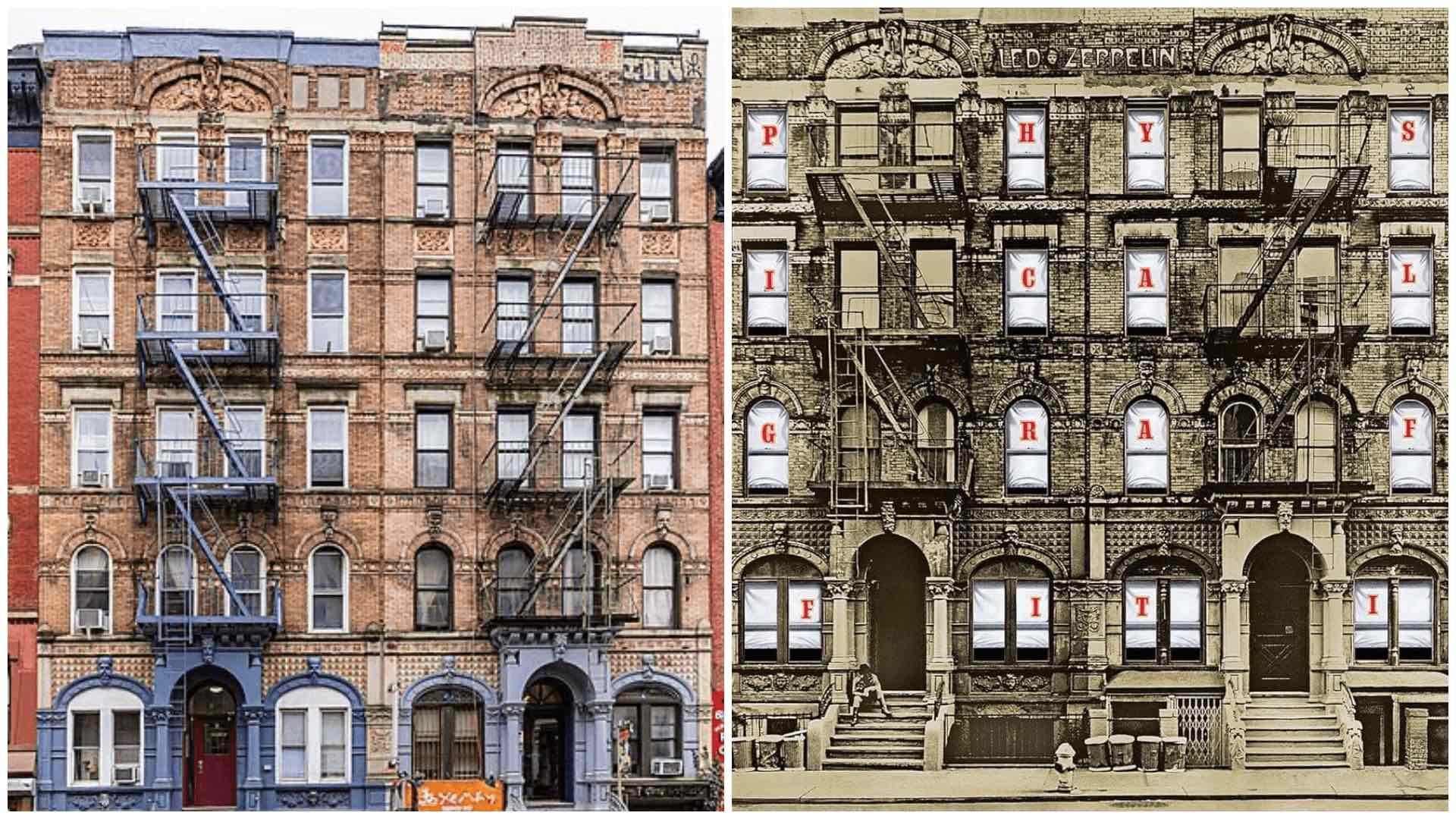 Edificio y portada del Physical Graffiti de Led Zeppelin