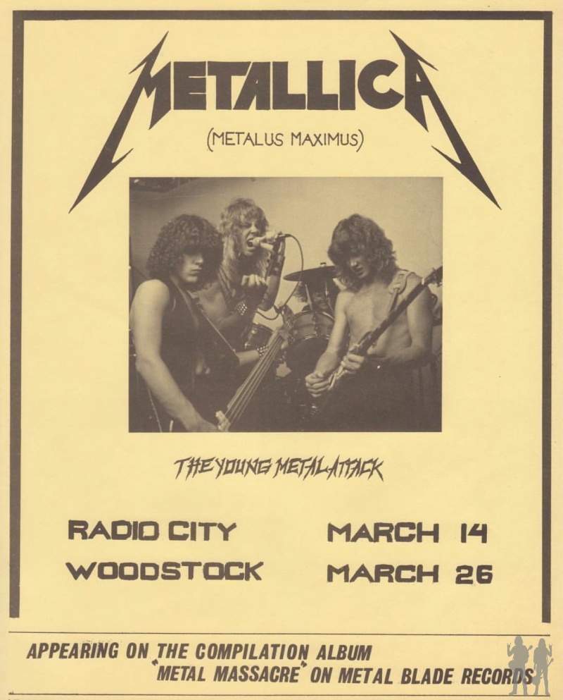 Cartel del primer y segundo concierto de Metallica en marzo de 1982